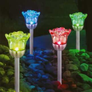 Szolár lámpa - leszúrható - rózsa - 1 RGB LED - 8 x 36
