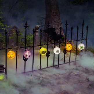 Halloween-i lampion fényfüzér - 7,5 x 110 cm - 2 x AA elemes
