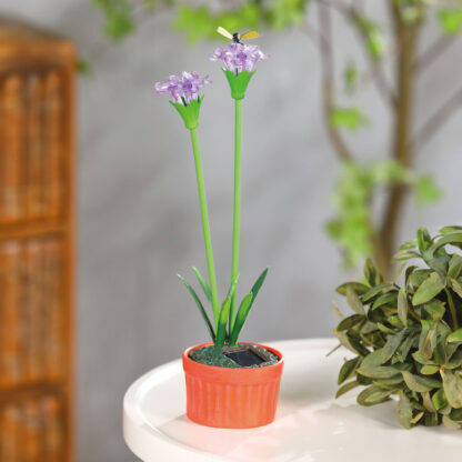 Szolár színes virág - 8 x 8 x 32 cm - 10 melegfehér LED - lila - Image 2