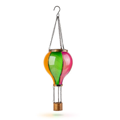 Felakasztható szolár lámpa - hőlégballon - lángeffekt - 12 sárga LED - 11 x 11 x 37 cm - Image 2