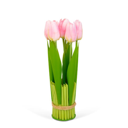 Műnövény dekoráció - tulipán - rózsaszín - 26 x 6,5 cm - Image 2