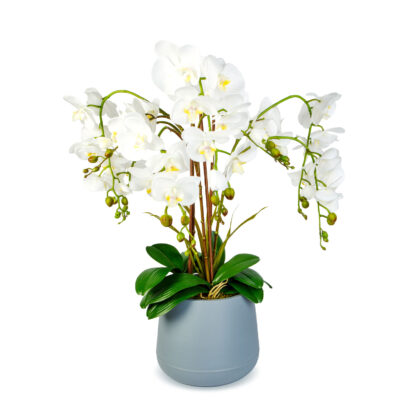 Műnövény dekoráció - orchidea - fehér - 83 cm - Image 2