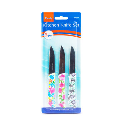 Konyhai kés készlet - 16 cm - virág mintás - 3 db / csomag - Image 2