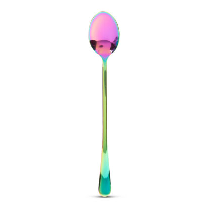 Rozsdamentes acél kávéskanál / latte macchiato kanál - szivárványos - 195 x 32 mm - 2 db / csomag - Image 2