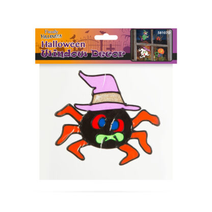 Halloween-i ablakdekor - színes, csillámos pók - Image 2