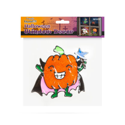 Halloween-i ablakdekor - Csillámos, színes tök - Image 2