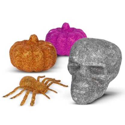 Halloween-i dekoráció szett - pók, koponya, 2 db tök - glitteres - Image 2
