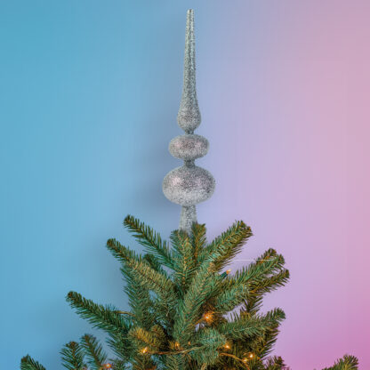Karácsonyfa csúcsdísz - ezüst, glitteres - 30 x 7 cm - Image 2