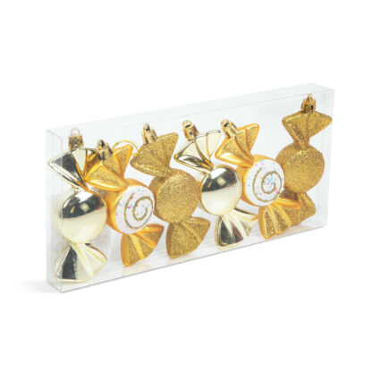 Karácsonyfadísz szett - arany cukor - 10 x 3,6 cm - 6 db / szett - Image 2
