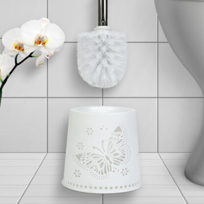 WC kefe + tartó - pillangós - 49 x 13 x 13 cm - fehér - Image 2
