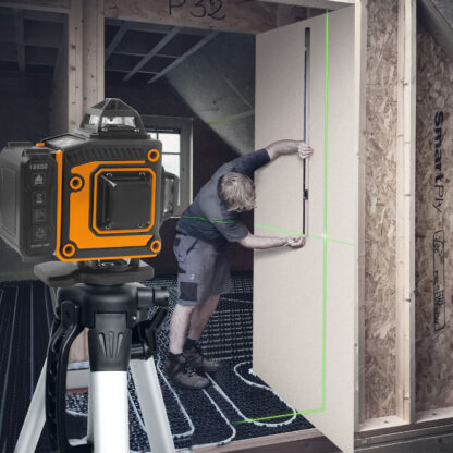 Lézeres szintező szett - max 15 m - 16 zöld lézer - 3D/360° - 2 akkumulátor, 2 konzol, szemüveg - Image 3
