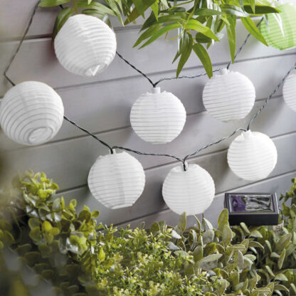 Szolár lampion fényfüzér - 10 db fehér lampion, hidegfehér LED - 2,5 m - Image 3
