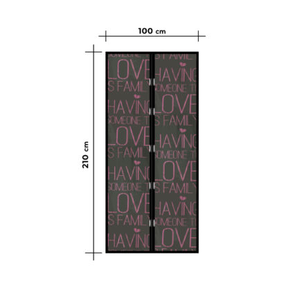 Szúnyogháló függöny ajtóra - mágneses - 100 x 210 cm - "Love" - Image 3