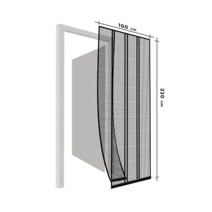 Szúnyogháló függöny ajtóra - 4 db szalag - max. 100 x 220 cm - fekete - Image 3