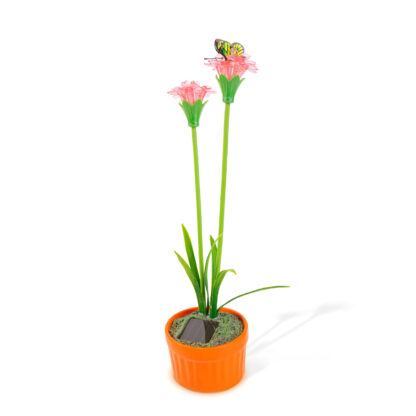 Szolár színes virág - 8 x 8 x 32 cm - 10 melegfehér LED - piros - Image 3