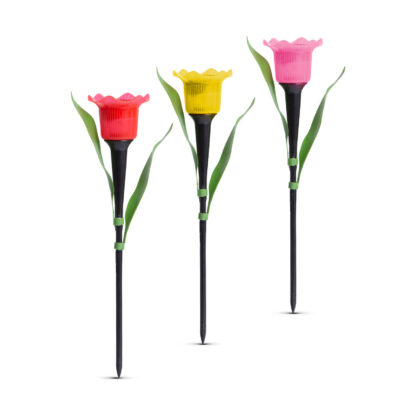 LED-es szolár tulipánlámpa - sárga / piros / rózsaszín - 31 cm - 24 db / kínáló - Image 3