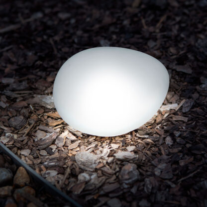 Leszúrható szolár lámpa - kavics forma - matt üveg - 165 x 142 x 115 mm - melegfehér LED - Image 3