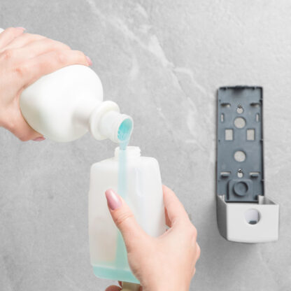 Szappanadagoló - kézzel működtethető - 350 ml - fali - fehér - Image 3