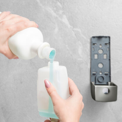 Szappanadagoló - kézzel működtethető - 350 ml - fali - ezüst - Image 3