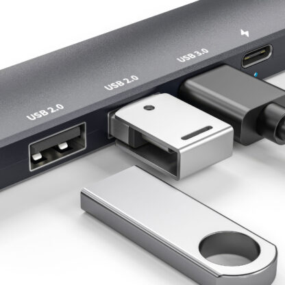 Multifunkciós USB Hub - HDMI + Type-C 3.0 - 3xUSB-A, 1xType-C - 5 Gbps, 100 W - fekete - Image 3