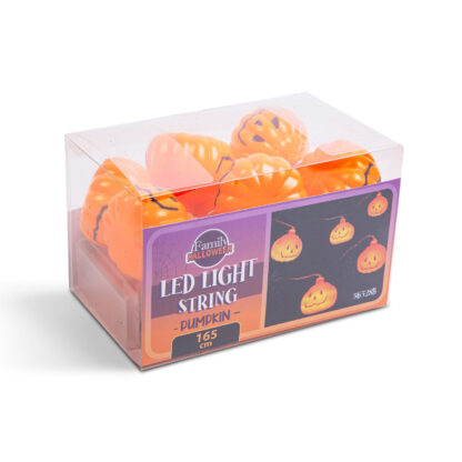 Halloween-i LED-es fényfüzér - tök - 12 LED - 2 x AA - 1,65 m - Image 3