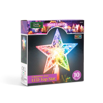 Karácsonyi LED-es csillag csúcsdísz - 10 LED - 15 cm - RGB - 2 x AA - Image 3
