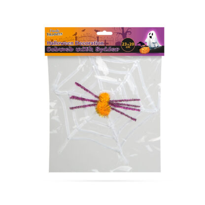 Pókháló pókkal - halloween-i dekoráció - fehér - Image 3
