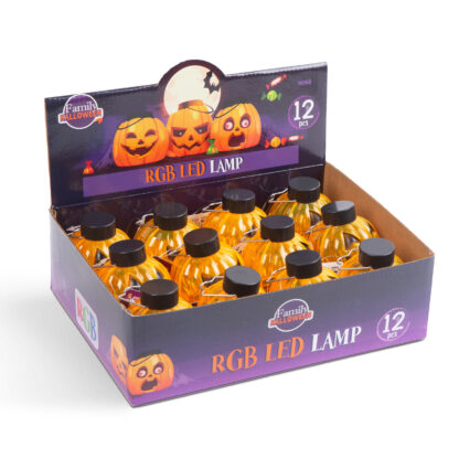 Halloween-i RGB LED lámpa - felakasztható tök - narancs / fekete - elemes - Image 3