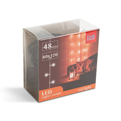 Fényfüggöny - 48 db piros LED - 60 x 120 cm - 2 x AA - Image 3
