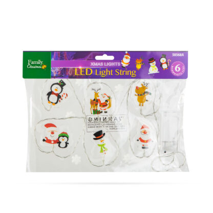 Karácsonyi LED-es fényfüzér - gél ablakmatrica - 6 LED - 2 x AA - Image 3