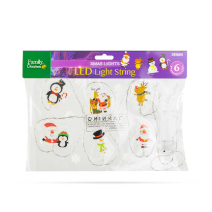 Karácsonyi LED-es fényfüzér - gél ablakmatrica - 6 LED - 2 x AA - Image 3