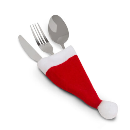 Karácsonyi evőeszköz dekor - mikulássapka - 17 cm - 3 féle - 6 db / csomag - Image 3