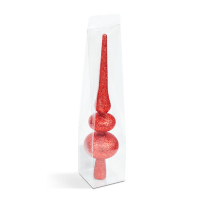 Karácsonyfa csúcsdísz - piros, glitteres - 30 x 7 cm - Image 3