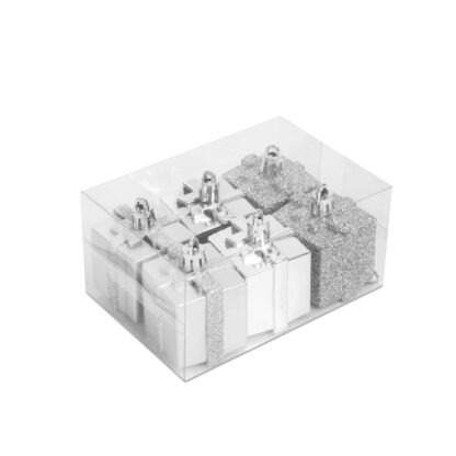 Karácsonyfadísz szett - ezüst ajándék - 4,5 cm - 6 db / szett - Image 3