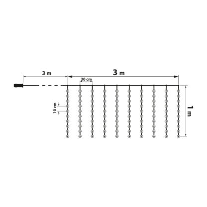 Fényfüggöny - 100 db melegfehér microLED-del - 3 x 1 m - 230V - távirányítós - Image 3