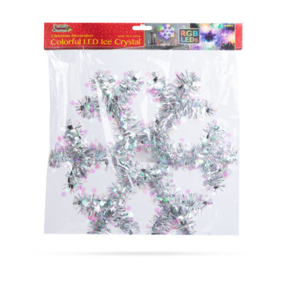 Karácsonyi dekoráció - irizáló, színes LED-es hópehely - 32 cm - elemes - Image 3