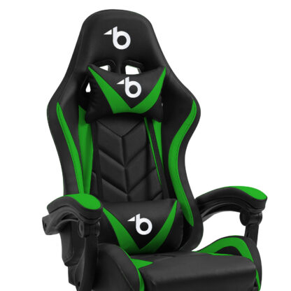 RGB LED-es gamer szék - karfával, párnával - fekete / zöld - Image 3