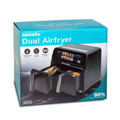 Olaj nélküli fritőz - XXL - 230V - 2200W - dupla kosár, színes érintőkijelző - 4+4 L - Image 3