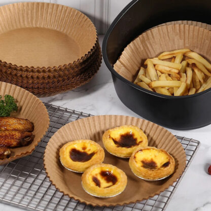 Air fryer sütőpapír - olaj nélküli sütőhöz - kör - 23 cm - 50 db / csomag - Image 3