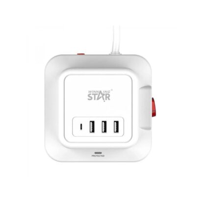 WinningStar - Kocka elosztó - 8-as + 3 x USB + 1 x Type-C - 3 m - Image 3