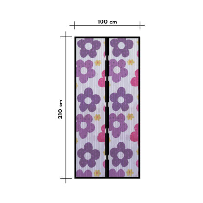 Szúnyogháló függöny ajtóra - mágneses - 100 x 210 cm - színes virágos - Image 3