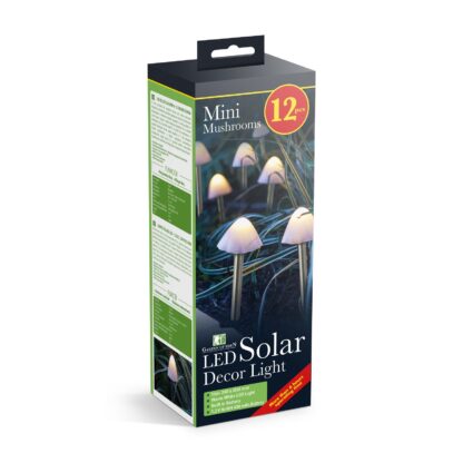 LED-es szolár lámpa - 12 db mini gomba - melegfehér - 28,5 cm x 4 m - Image 4
