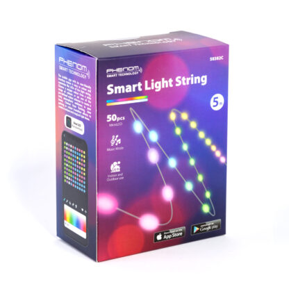 Smart fényfüzér - USB - 50 db RGBIC LED - 5 m - Bluetooth + zene mód - IP65 - Image 4