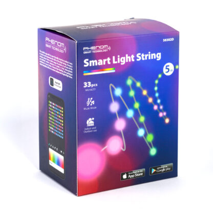 Smart fényfüzér - USB - 33 db RGBIC LED - 5 m - Bluetooth + zene mód - IP65 - Image 4