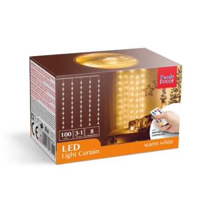 Fényfüggöny - 100 db melegfehér microLED-del - 3 x 1 m - 230V - távirányítós - Image 4