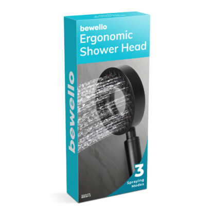 Ergonomikus zuhanyfej - 3 funkcióval - matt fekete - Image 4