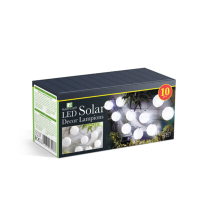 Szolár lampion fényfüzér - 10 db fehér lampion, hidegfehér LED - 2,5 m - Image 5