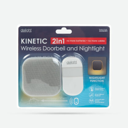 2 az 1-ben vezetéknélküli csengő és éjjelifény - Kinetic - fehér - Image 5