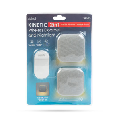 2 az 1-ben vezetéknélküli csengő és éjjelifény - Kinetic  - dupla vevőegységgel - fehér - Image 5