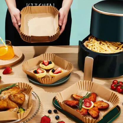Air fryer sütőpapír - olaj nélküli sütőhöz - négyzet - 20 cm - 50 db / csomag - Image 5